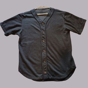Kayden. K. Grey Baseball Jersey Style Button Up Short Sleeve